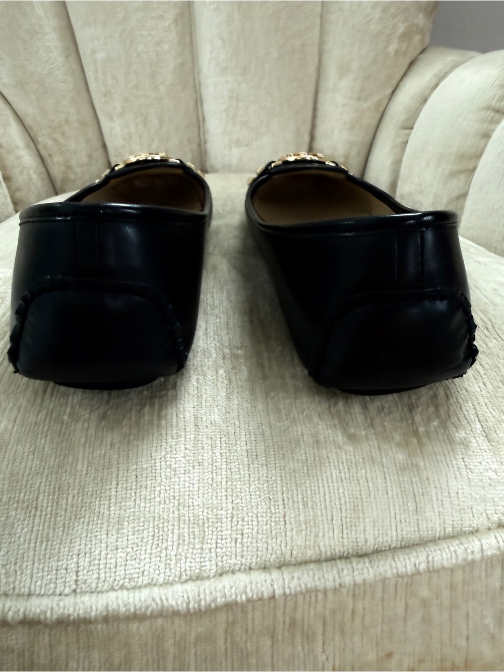 Michael Kors Black Gold Logo Ballet Flats - Picture 3 of 6